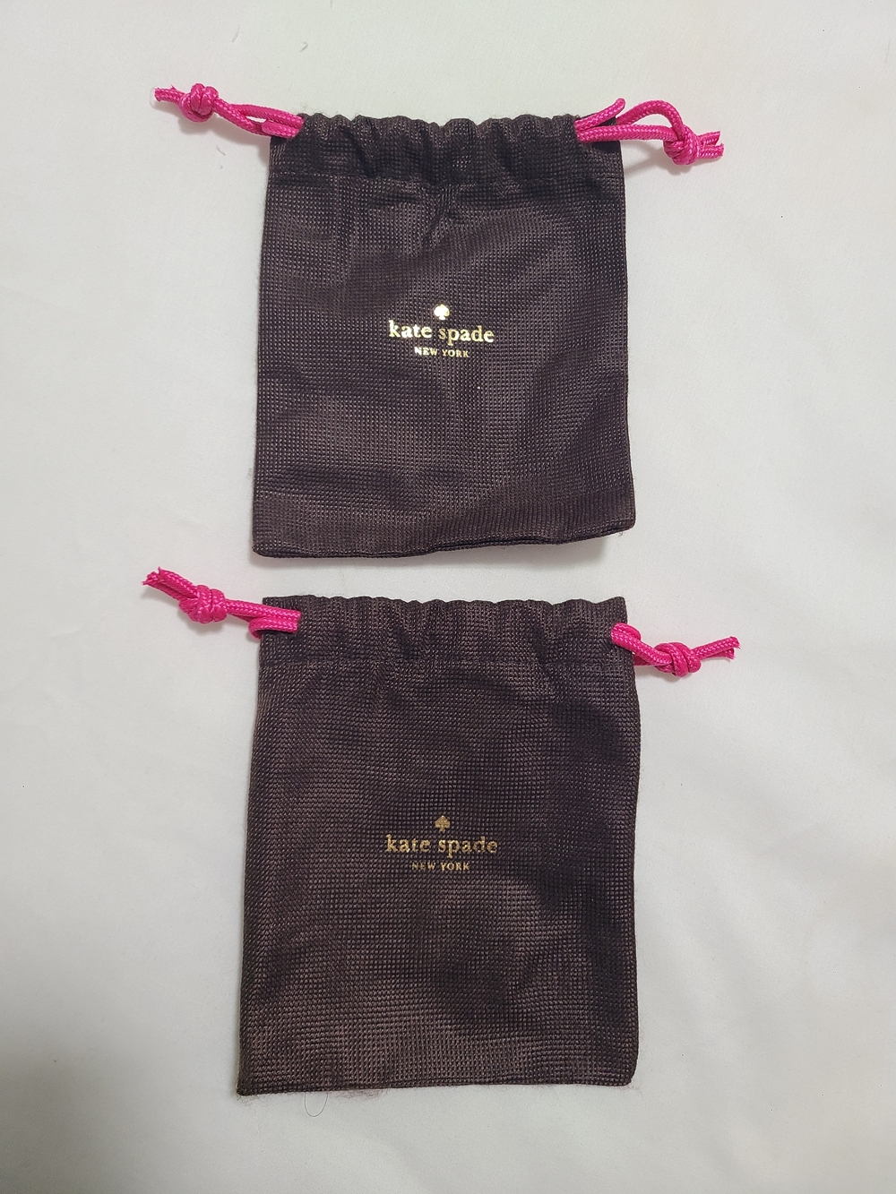 kate spade Dark Brown/Purple Jewelry Pouches with Pink Drawstring (Set of 2)